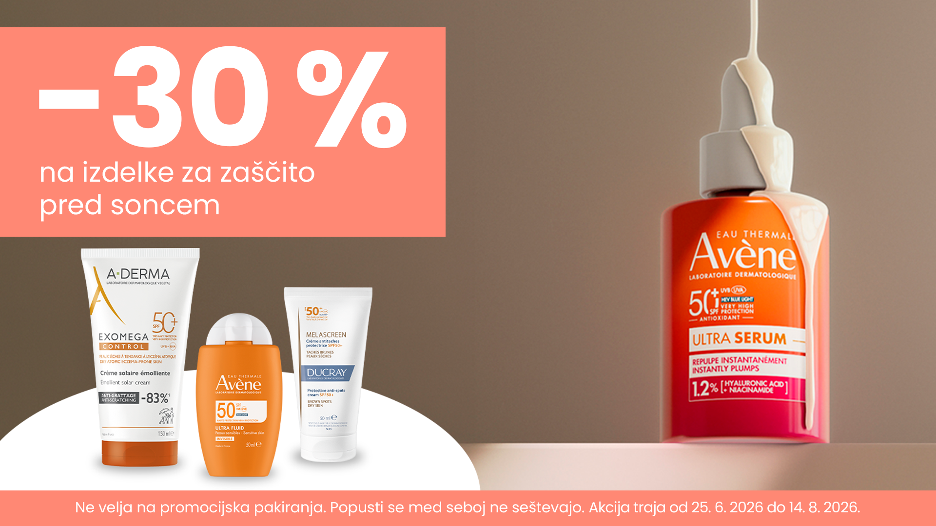 Avene, A-derma in Ducray sončne linije -30%
