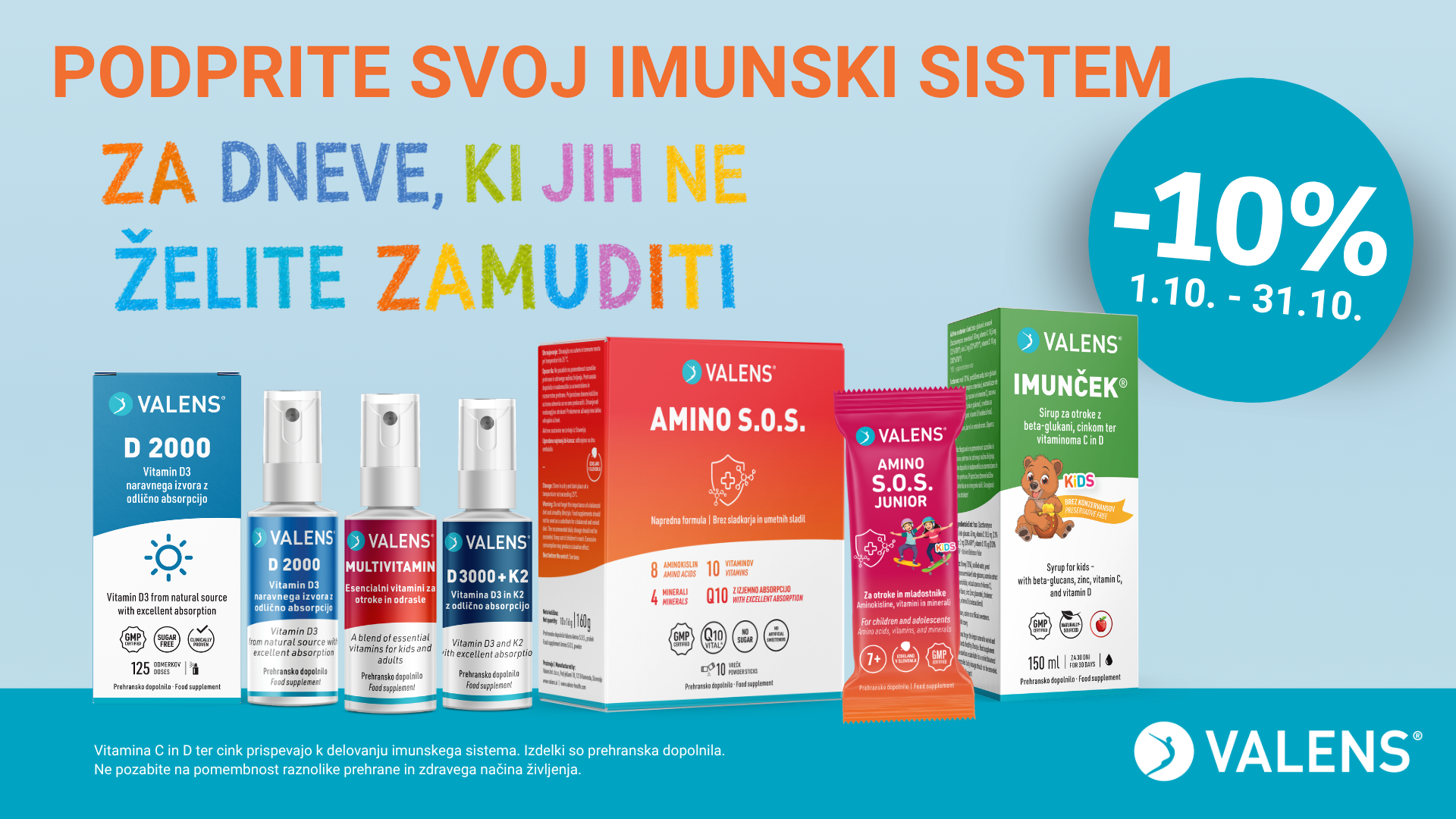 Prehranska dopolnila Valens -10%